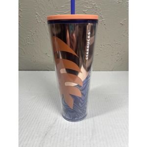 Starbucks Tumbler 24 oz Peach & Purple w/ Leaves & Gold‎ Mirror 2020